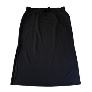 Pure Jill Knit Long Skirt Sz L Side Slits Drawstring Cotton Spandex for Stretch